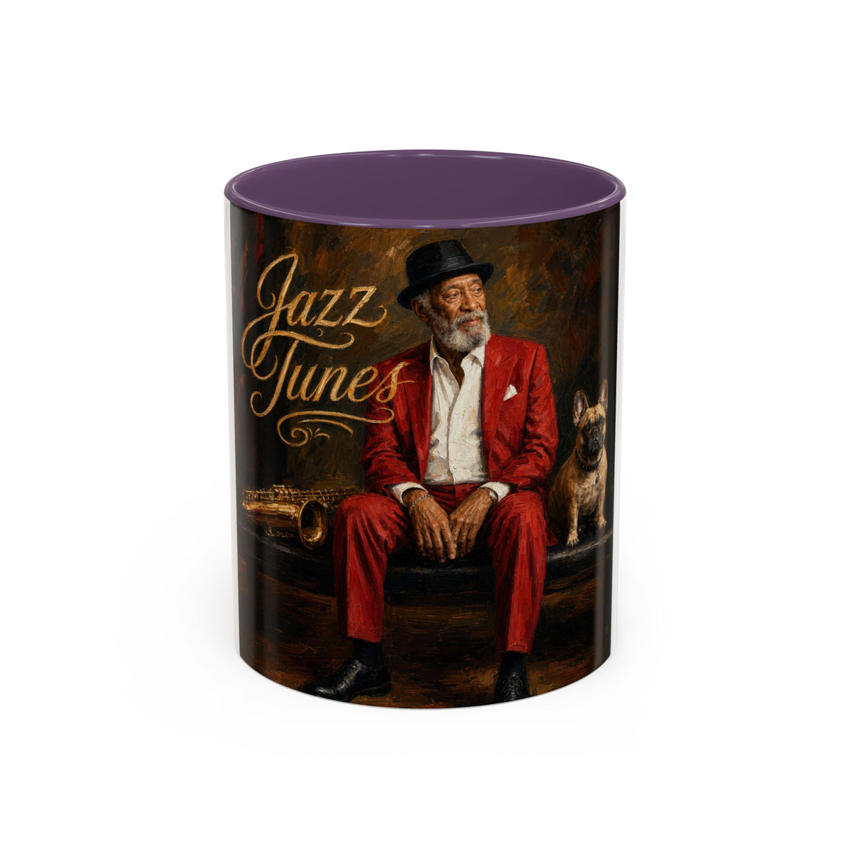 Jazz Tunes Coffee Mug — Vintage Gentleman Sax Player Accent Mug (11/15oz)