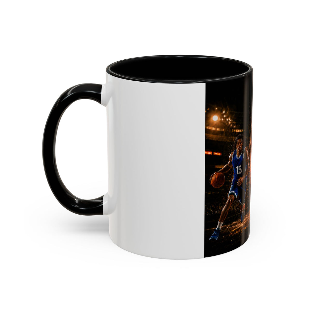 Basketball Players Accent Coffee Mug — Dynamic Court Action 11/15oz