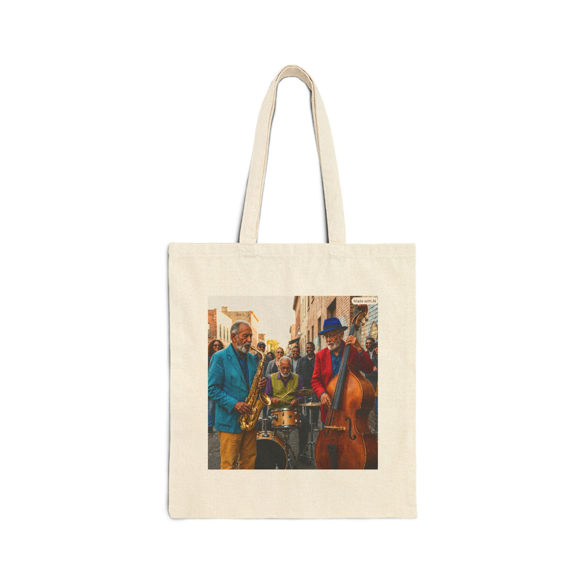 Jazz Street Band Cotton Tote Bag – Vintage Musician Print