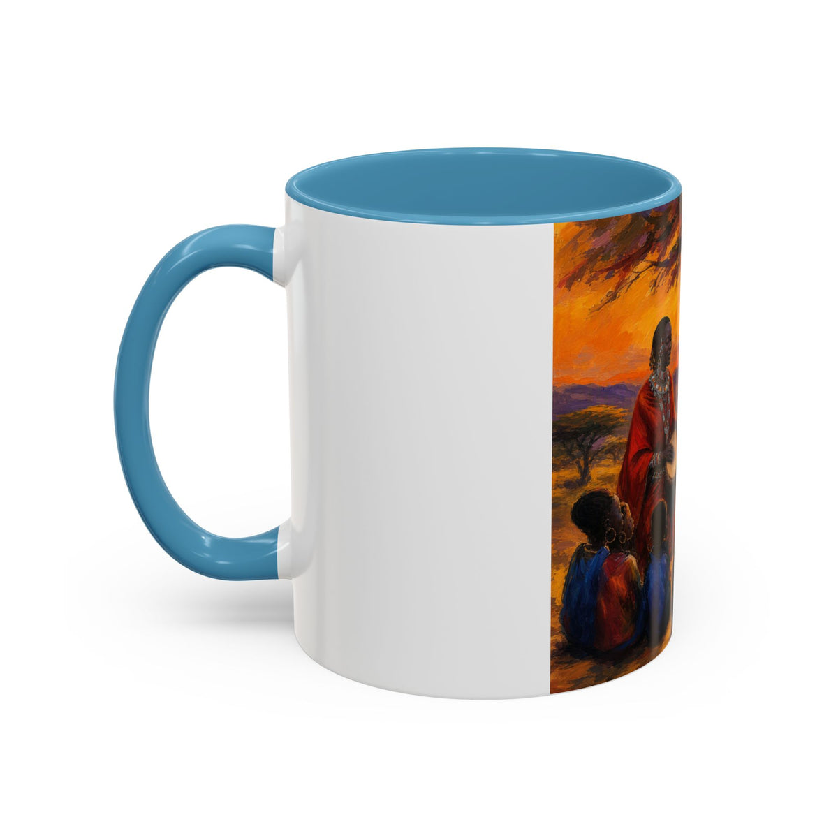 African Sunset Drum Circle Coffee Mug — Vibrant Cultural Art Accent Mug (11/15oz)