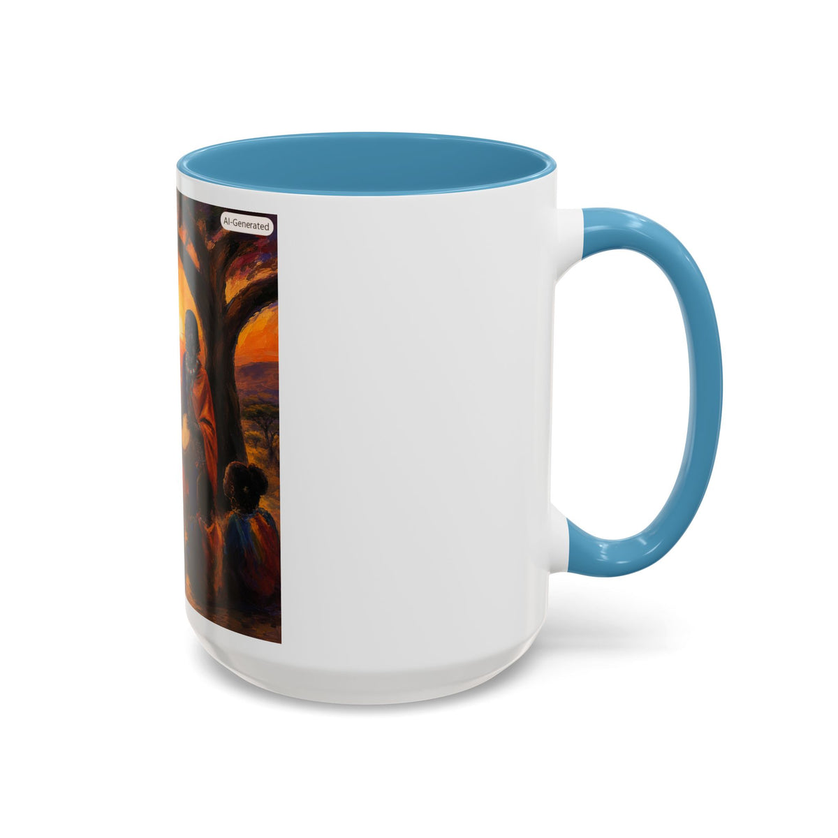 African Sunset Drum Circle Coffee Mug — Vibrant Cultural Art Accent Mug (11/15oz)