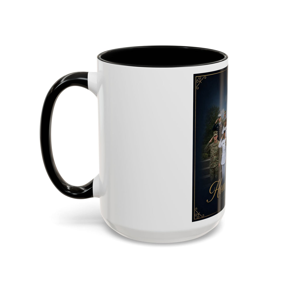 Honor and Unity Military Coffee Mug — Patriotic Veteran Flag Accent 11/15oz