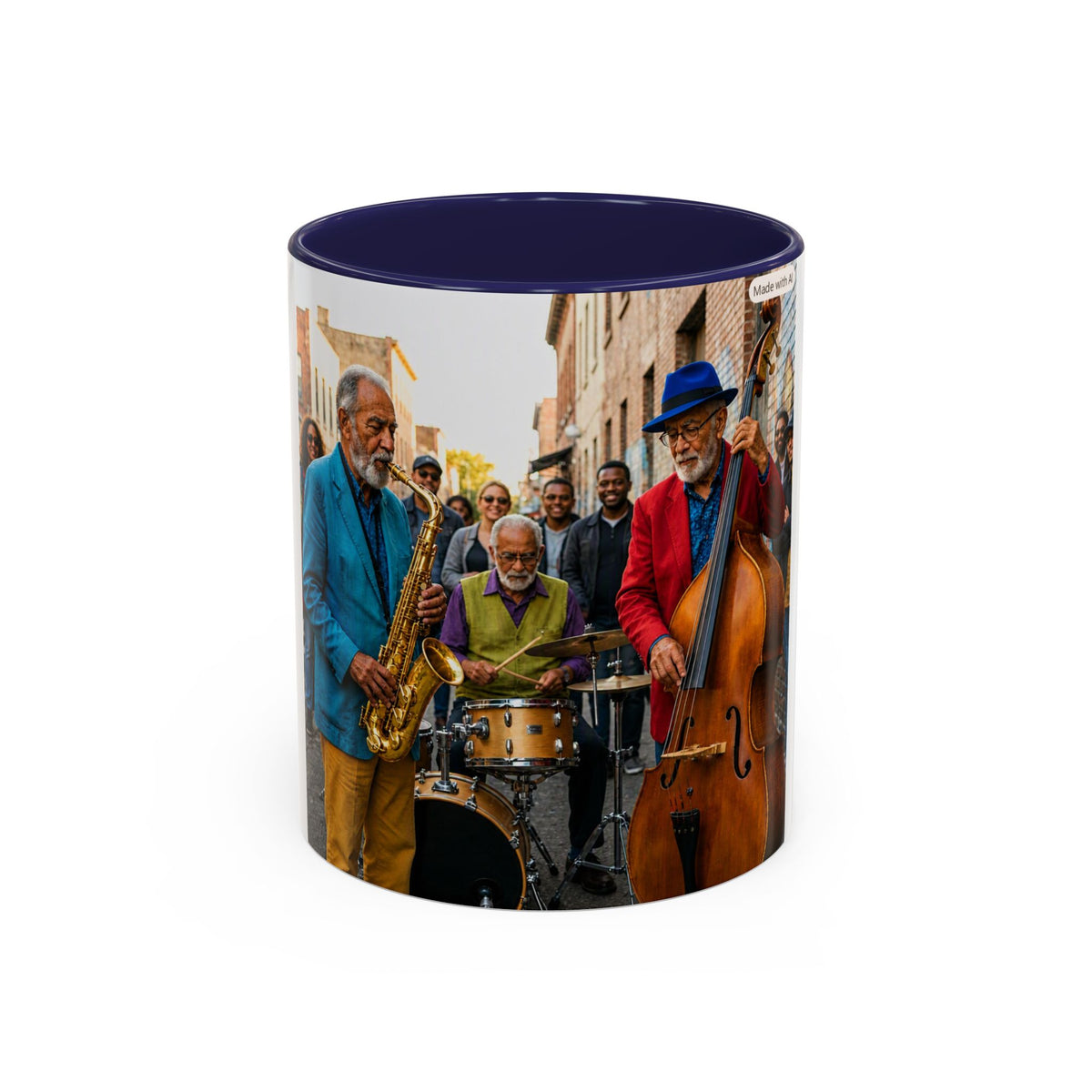 Vintage Jazz Street Band Accent Coffee Mug — 11/15oz