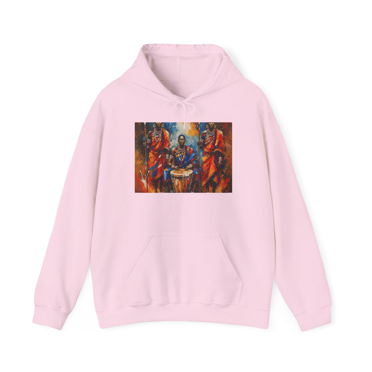 Drummer Spirit Hooded Sweatshirt — Vibrant Afrobeat Drumming Art Hoodie