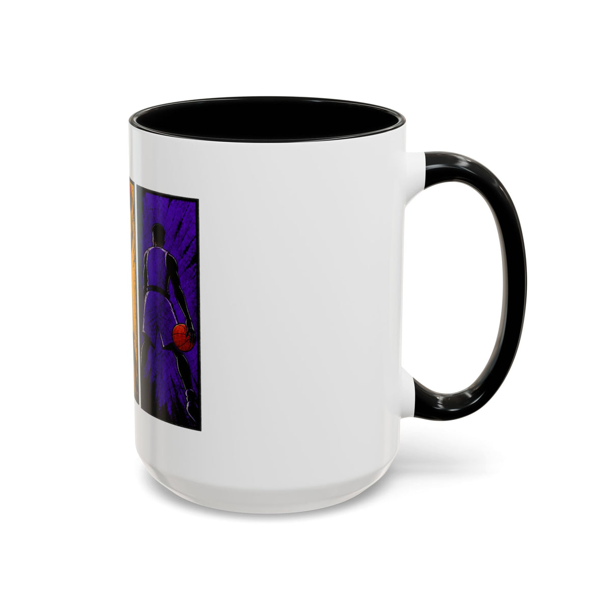 Basketball Silhouette Accent Coffee Mug — Color Block Players (11oz, 15oz)