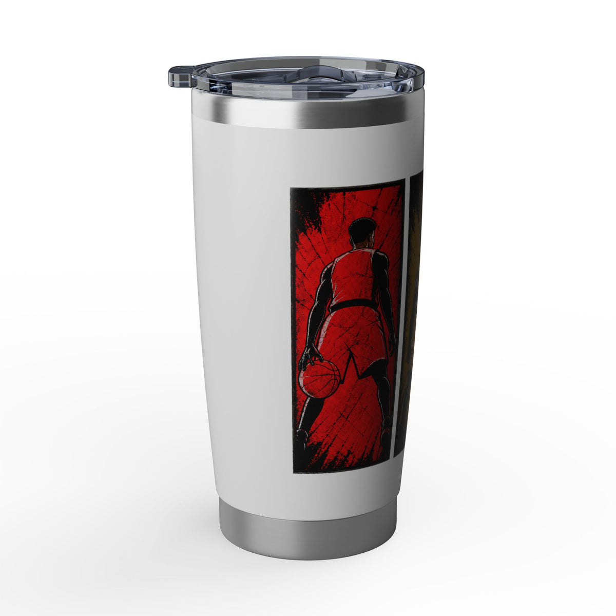 Basketball Silhouette 20oz Tumbler — Retro Triptych Travel Cup