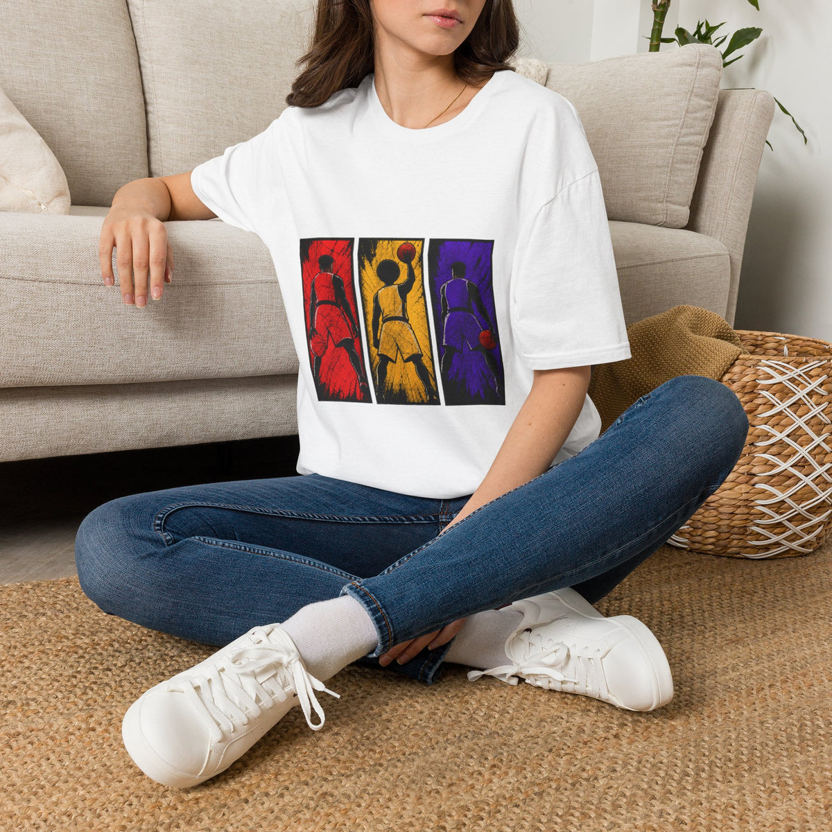 Basketball Throwback Art T-Shirt — Pop Art Silhouette Triptych
