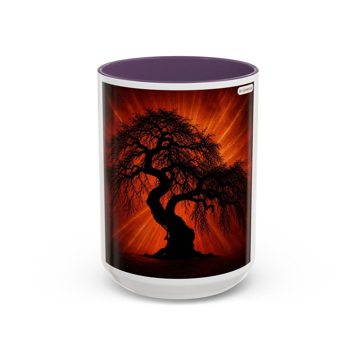 Sunset Bonsai Coffee Mug – Fiery Tree Accent 11/15oz