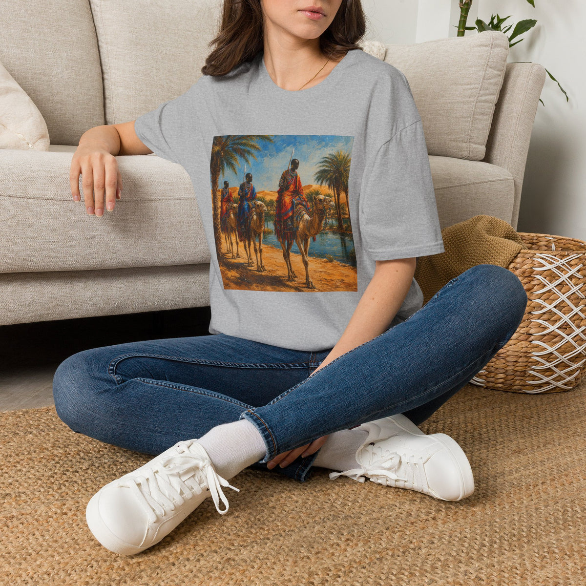 Desert Caravan Art T-Shirt — Vintage Camel Riders Print