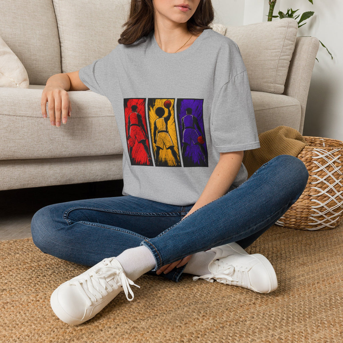 Basketball Throwback Art T-Shirt — Pop Art Silhouette Triptych