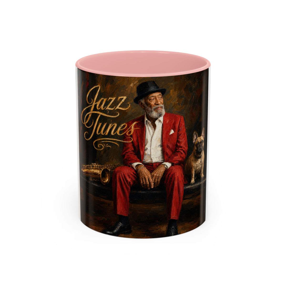 Jazz Tunes Coffee Mug — Vintage Gentleman Sax Player Accent Mug (11/15oz)