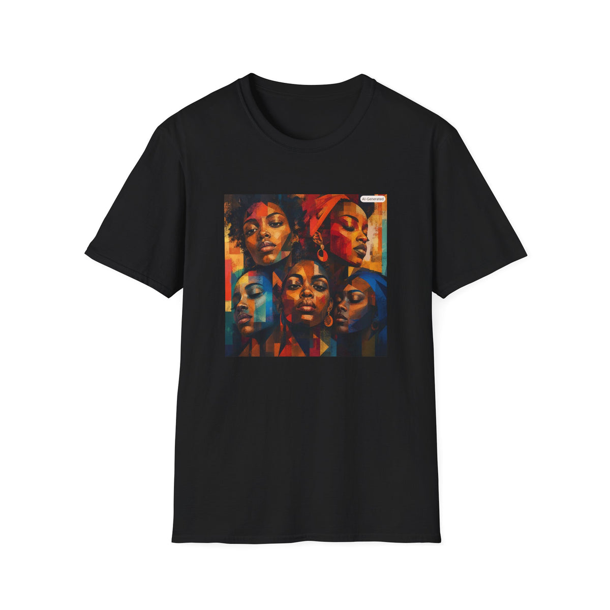 Afrocentric Portrait Tee — Vibrant Multiface Art Graphic T-Shirt