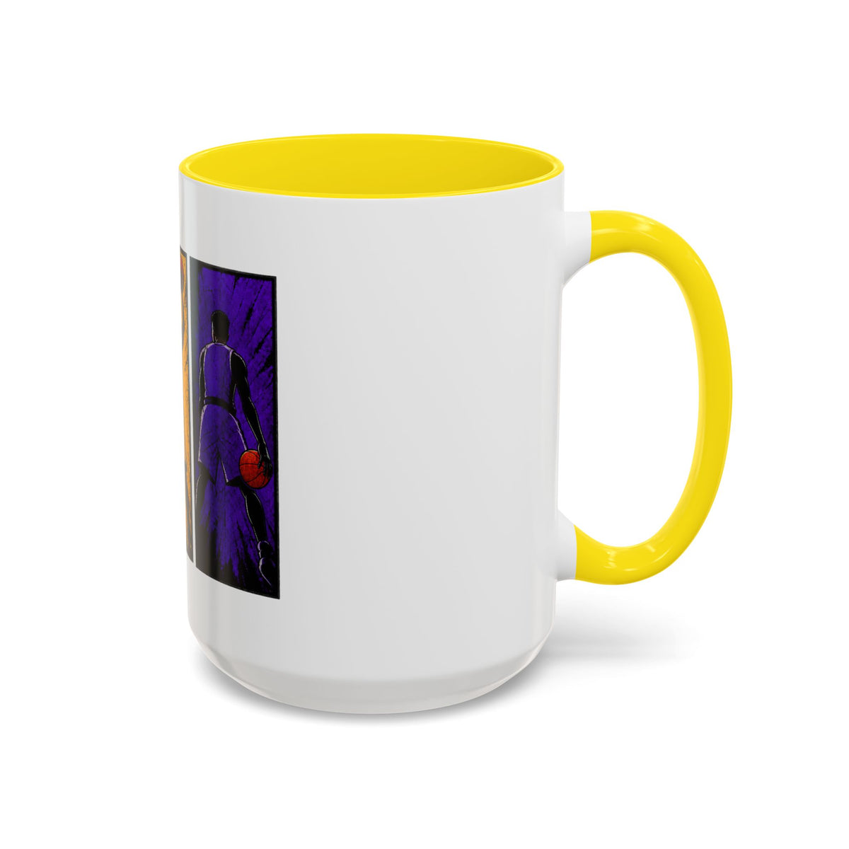 Basketball Silhouette Accent Coffee Mug — Color Block Players (11oz, 15oz)