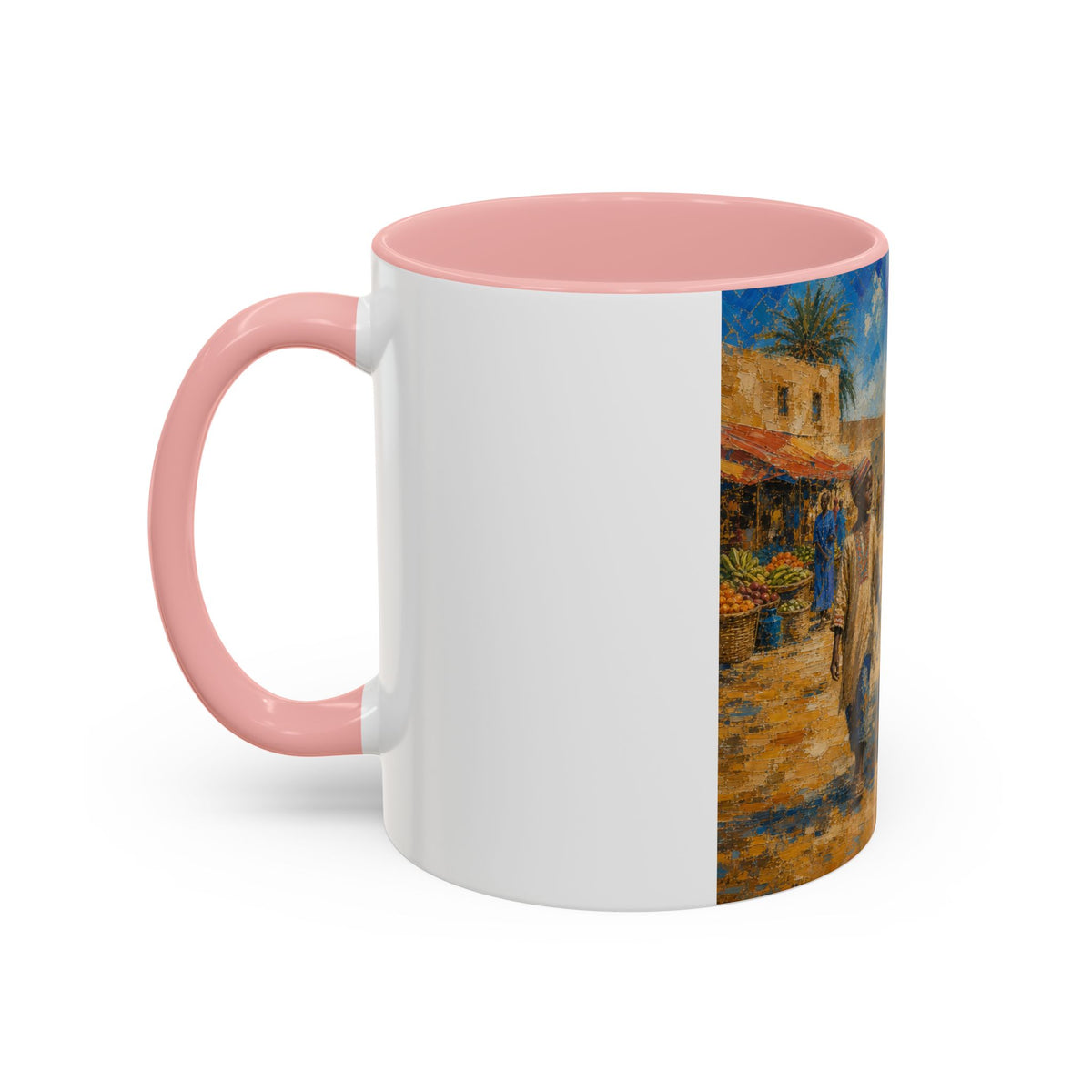 Mediterranean Market Scene Accent Coffee Mug – Rustic Donkey Cart Café Art (11/15 oz)