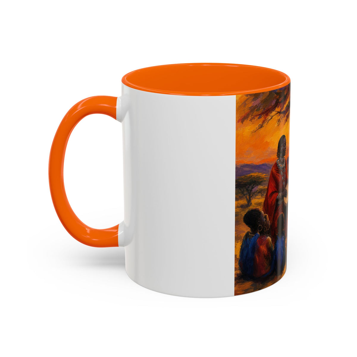 African Sunset Drum Circle Coffee Mug — Vibrant Cultural Art Accent Mug (11/15oz)
