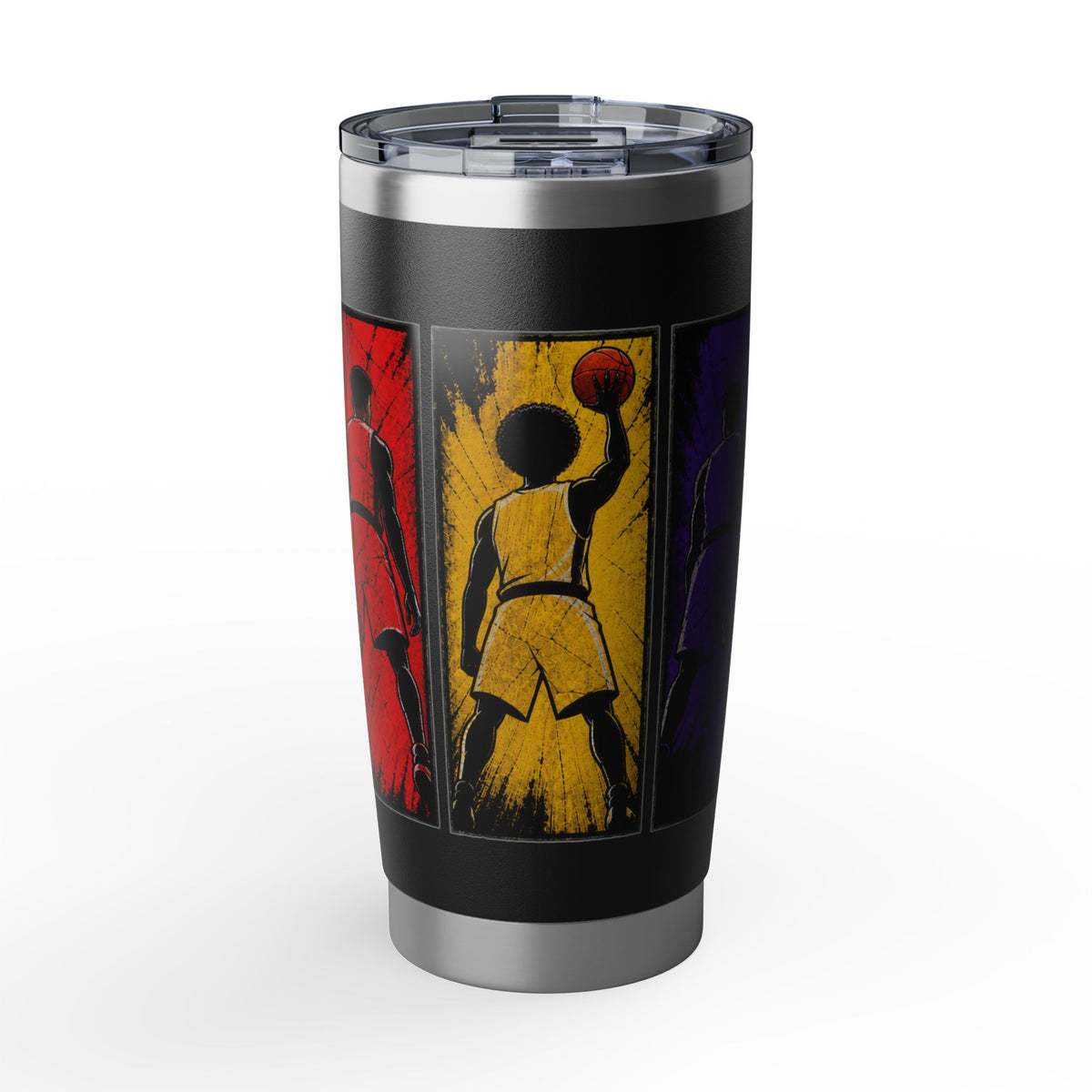 Basketball Silhouette 20oz Tumbler — Retro Triptych Travel Cup