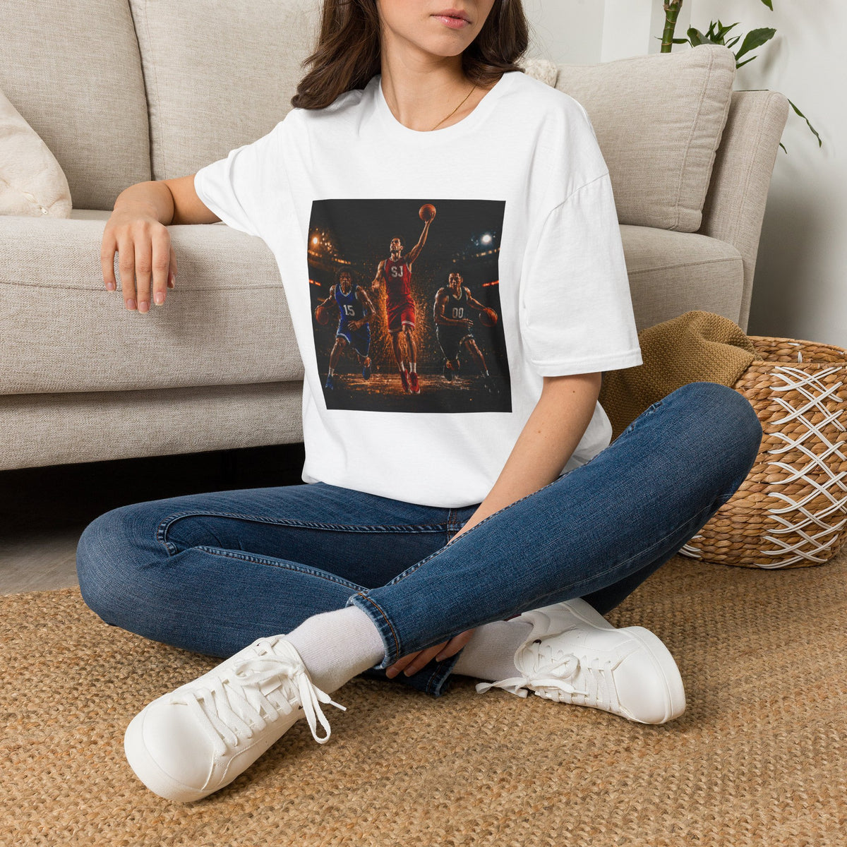 Basketball Player Action T-Shirt — Courtside Game Night Tee
