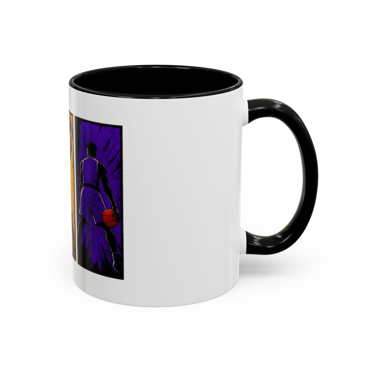 Basketball Silhouette Accent Coffee Mug — Color Block Players (11oz, 15oz)