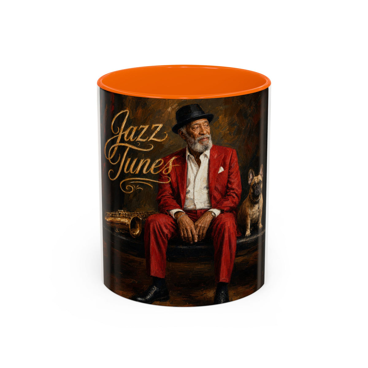 Jazz Tunes Coffee Mug — Vintage Gentleman Sax Player Accent Mug (11/15oz)