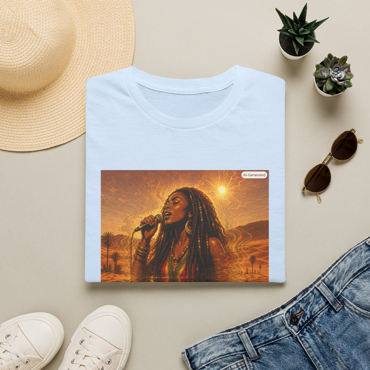 Reggae Soul Singer T‑Shirt — Vintage Sunset Rasta Vibe Tee