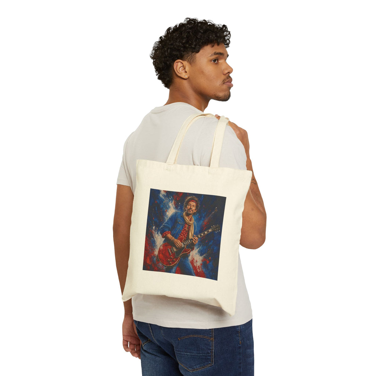 Rock and Roll Cotton Canvas Tote Bag
