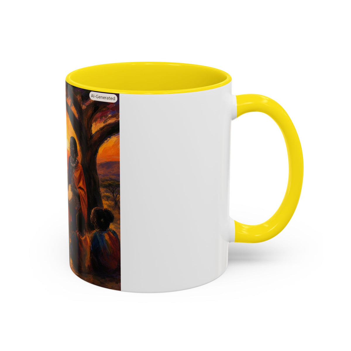 African Sunset Drum Circle Coffee Mug — Vibrant Cultural Art Accent Mug (11/15oz)