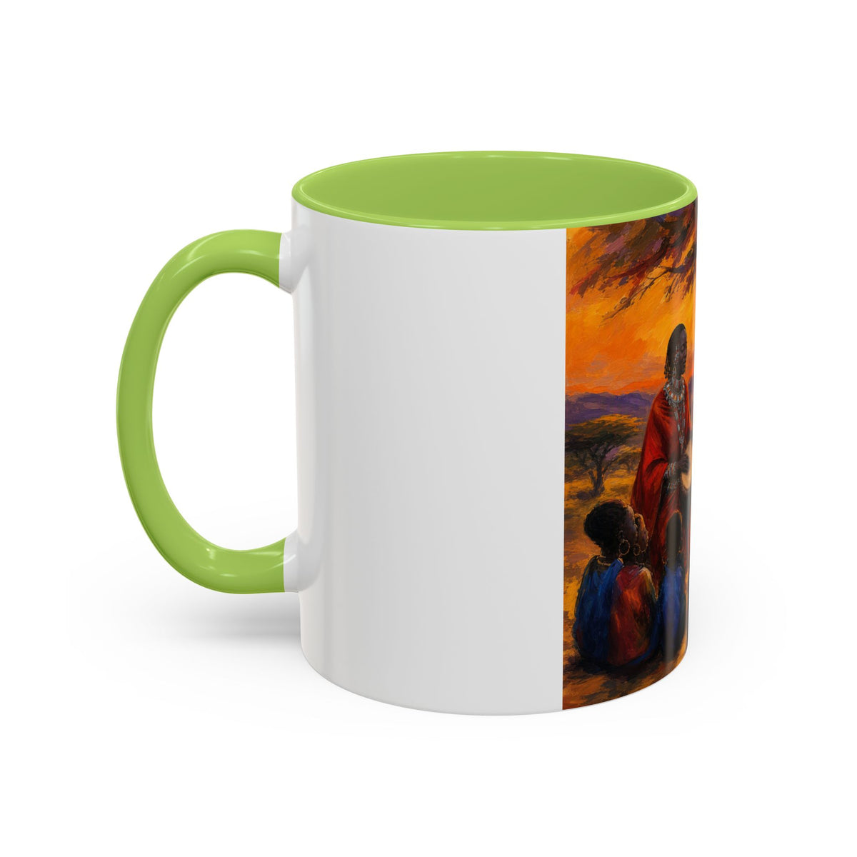 African Sunset Drum Circle Coffee Mug — Vibrant Cultural Art Accent Mug (11/15oz)