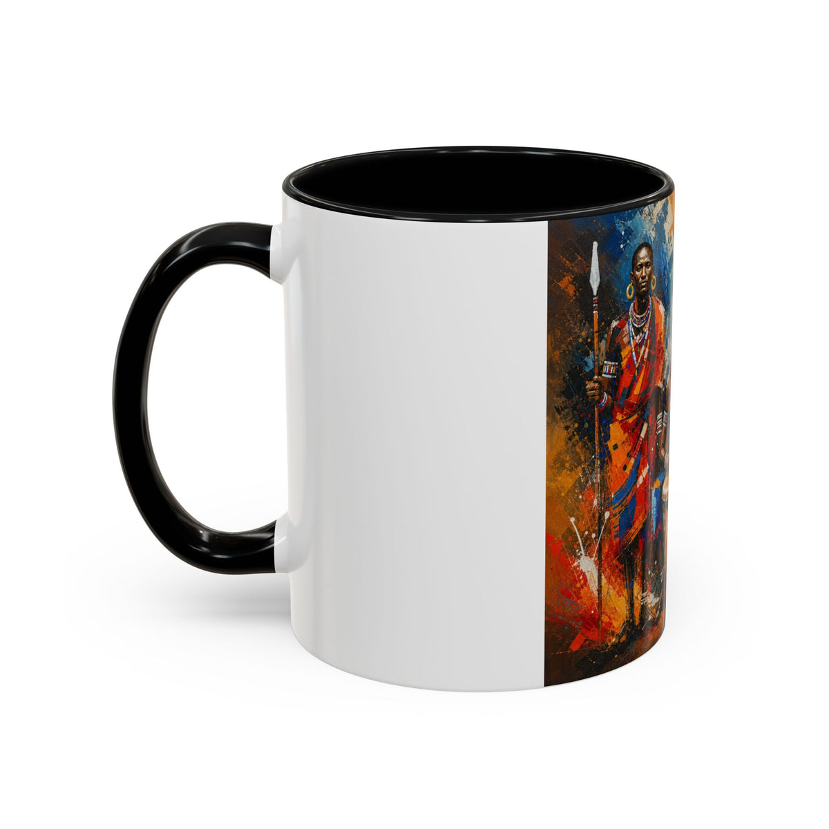 African Drummers Art Coffee Mug — Colorful Maasai Music Accent Mug (11/15oz)