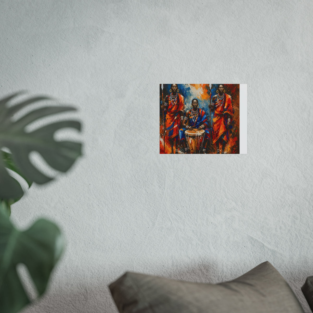 African Drummers Fine Art Poster – Colorful Maasai Portrait Wall Art