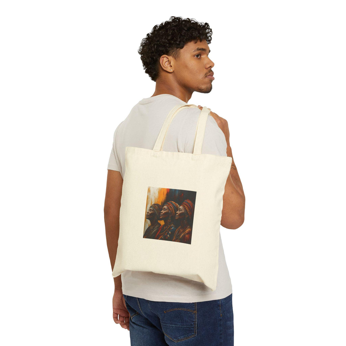 African Women Portrait Tote Bag | Canvas Grocery Market Bag