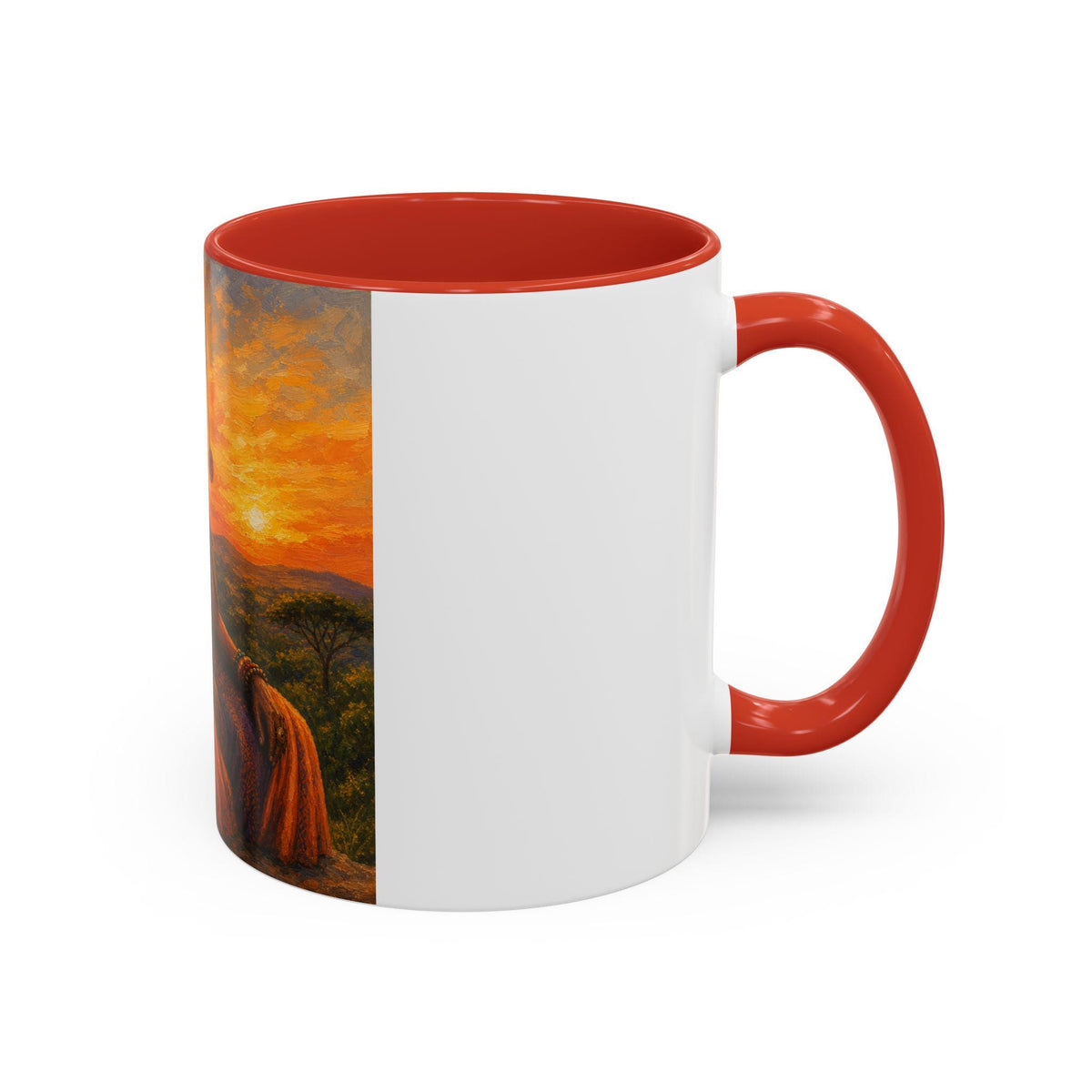 African Queen Sunset Coffee Mug  Regal Tribal Portrait Accent Mug (11/15oz)