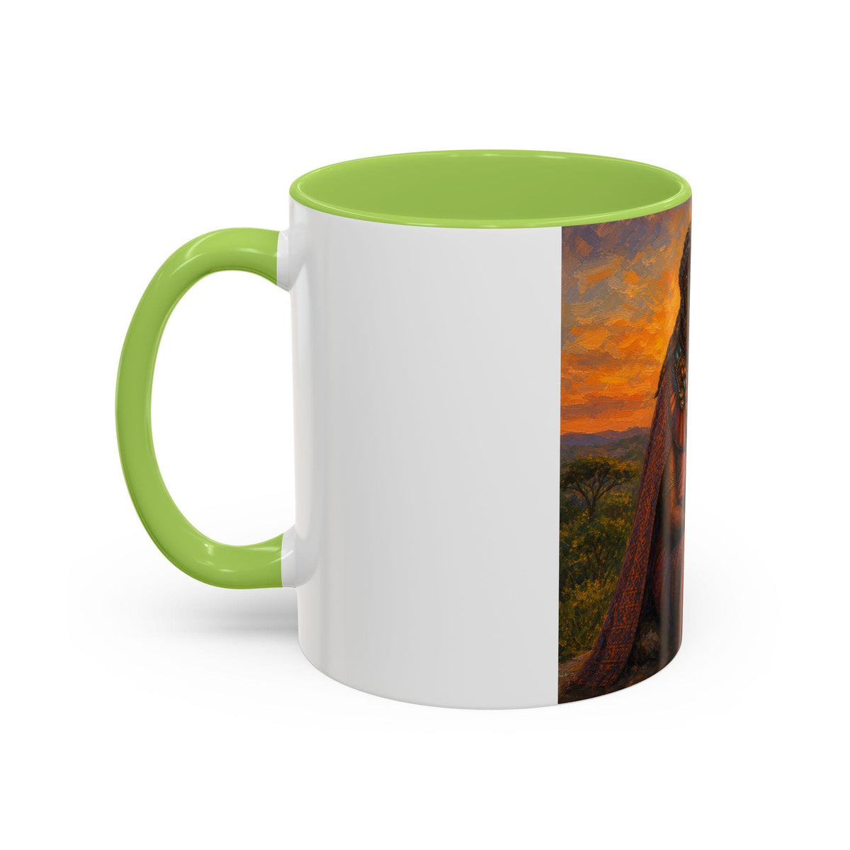 African Queen Sunset Coffee Mug  Regal Tribal Portrait Accent Mug (11/15oz)