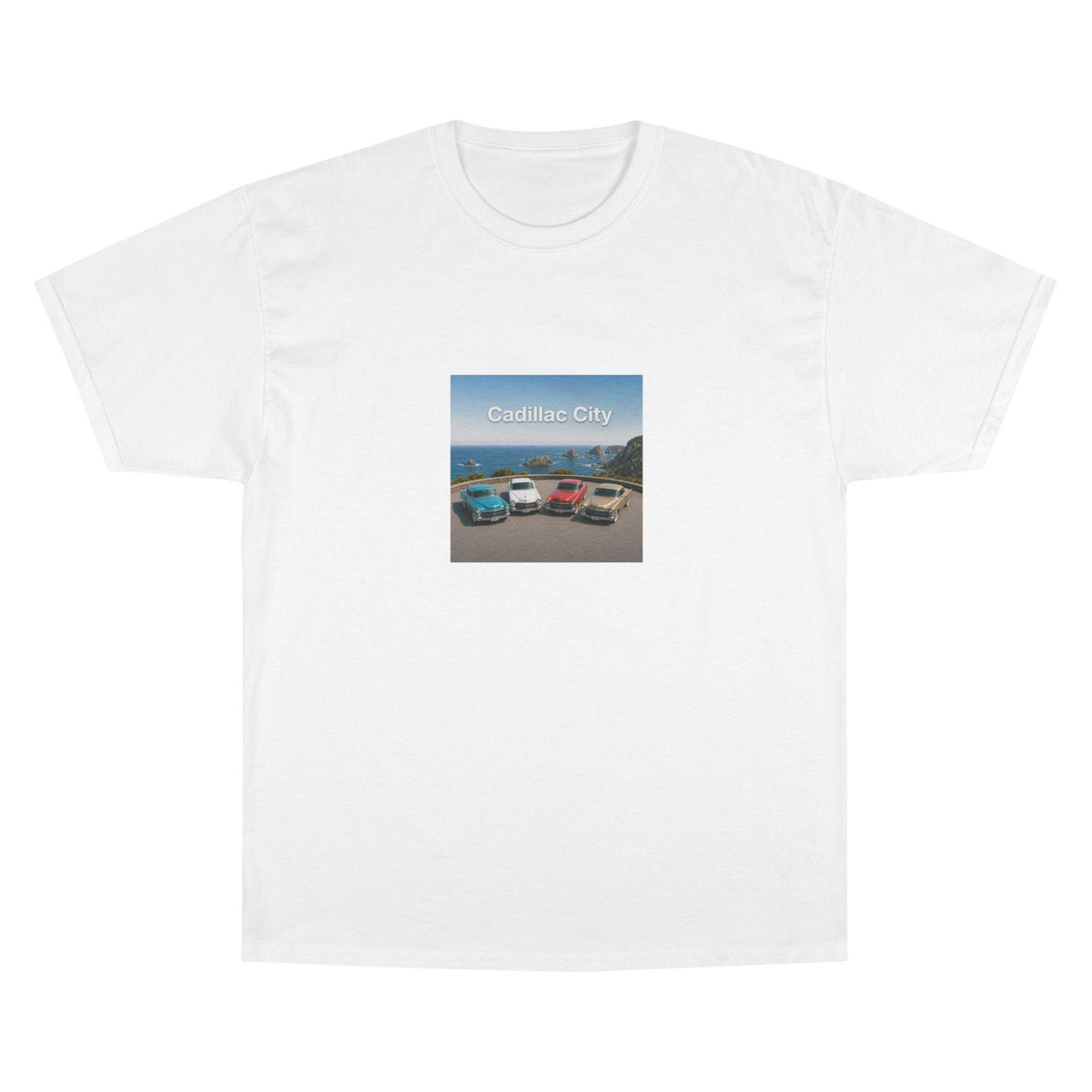 Coastal Vintage Cars T-Shirt | Classic Beach Roadtrip Print