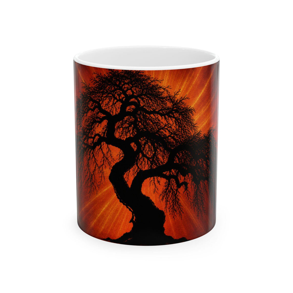 Silhouette Tree Mug | Fiery Sunset Ceramic Mug