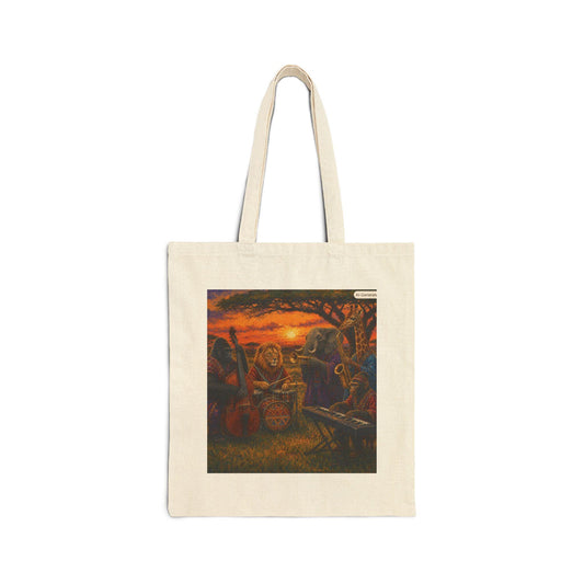 animal Jazz Band Tote Bag | Vintage Music Scene, Evening Outdoor Concert