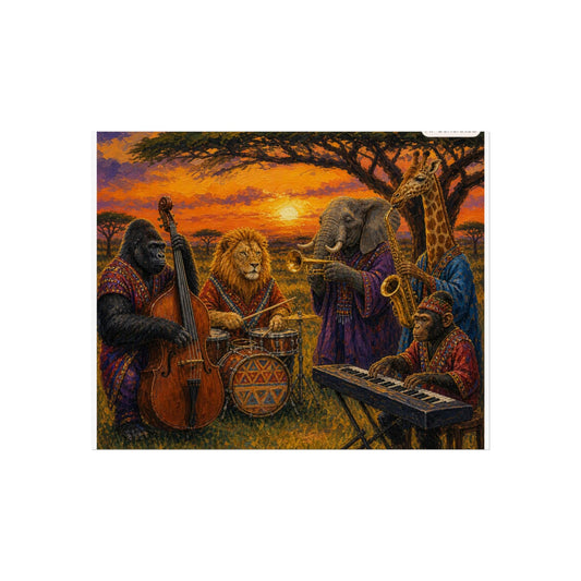 Safari Animal Jazz Band Poster | Fine Art Poster, Sunset Serenade