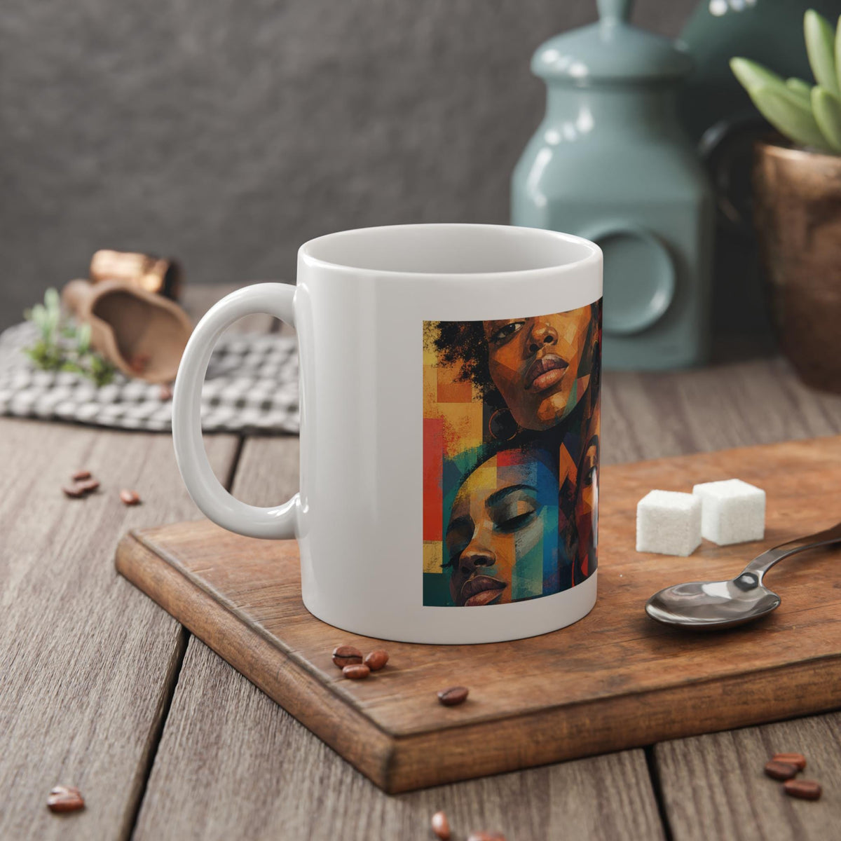 Abstract Black Women Faces Mug | Colorful Afrocentric Portrait Art