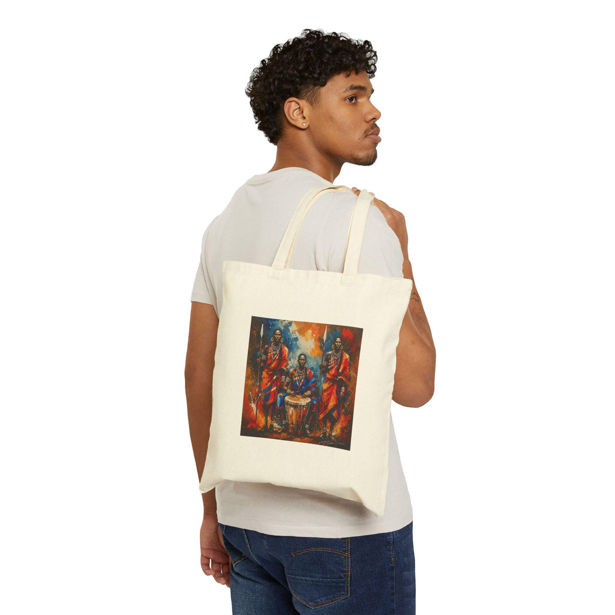 African Drummers Painting Tote Bag