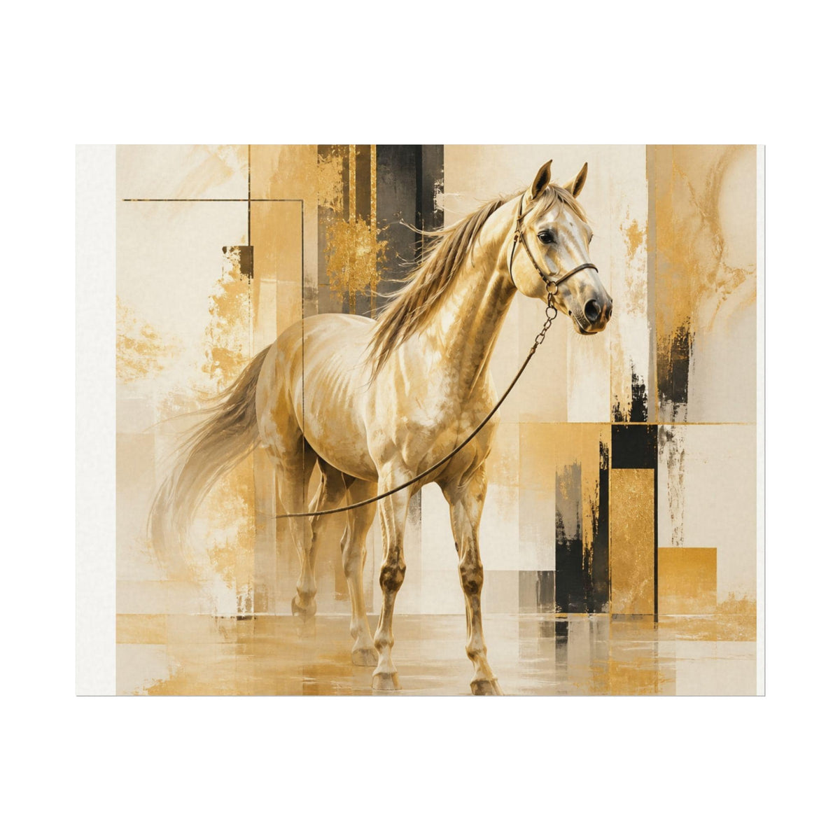 Golden Horse Watercolor Poster | Matte Textured Art Print