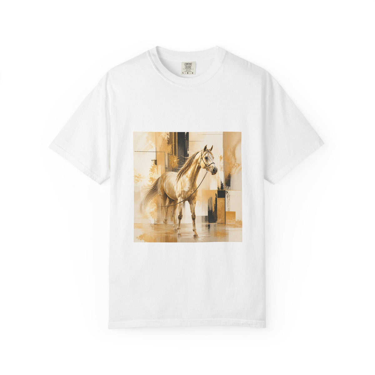 Golden Horse Hoodie: Abstract Art Print, Equestrian Apparel