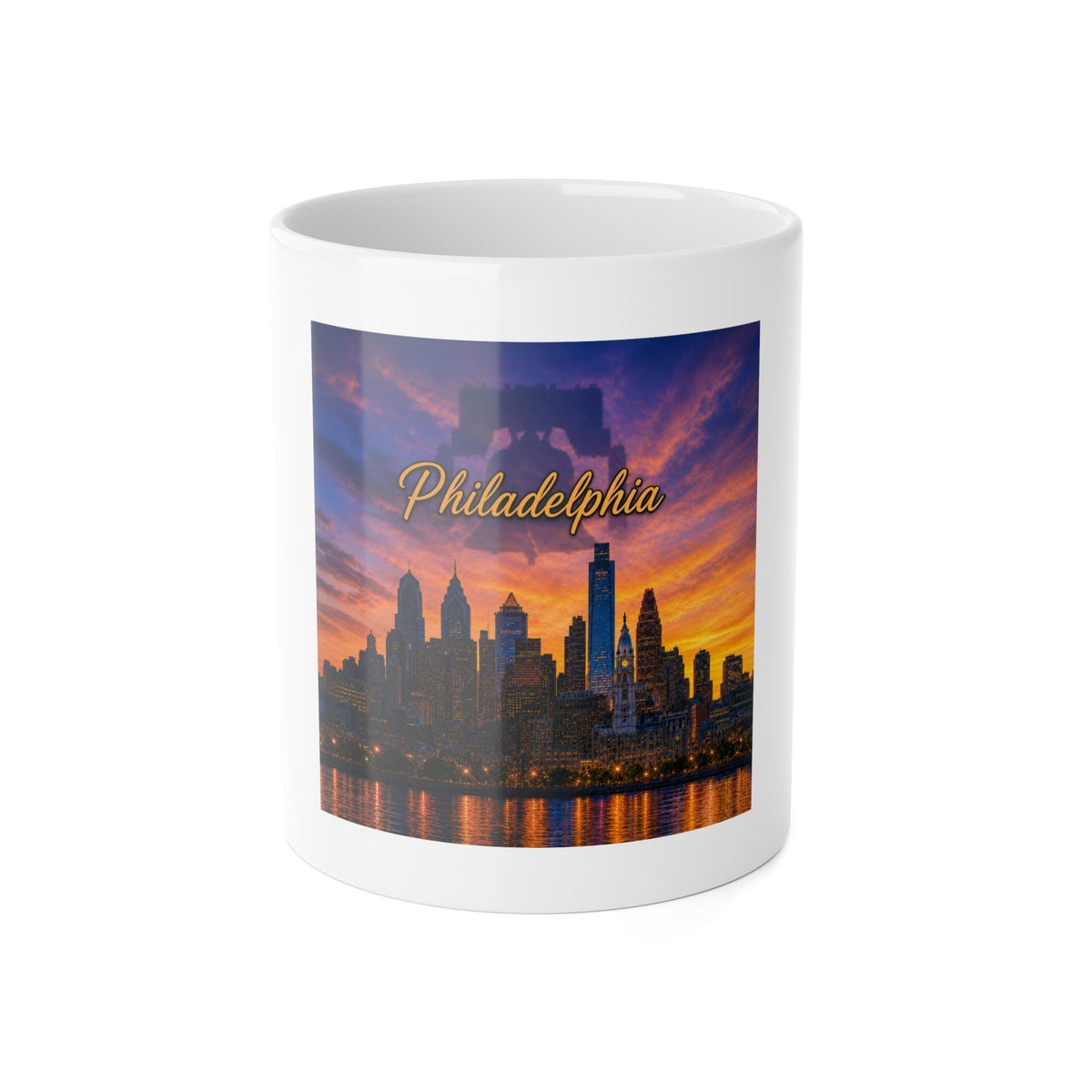 Philadelphia Skyline Mug  Sunset Cityscape 11oz Ceramic Coffee Cup