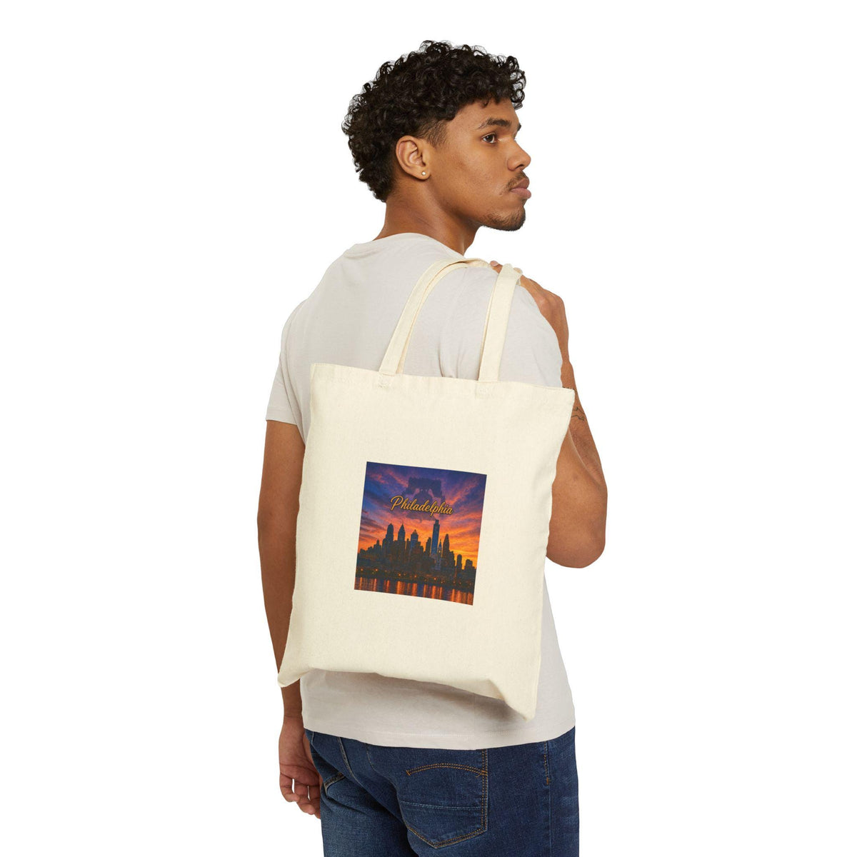 Philadelphia Skyline Tote Bag - Sunset Cityscape Cotton Canvas Tote