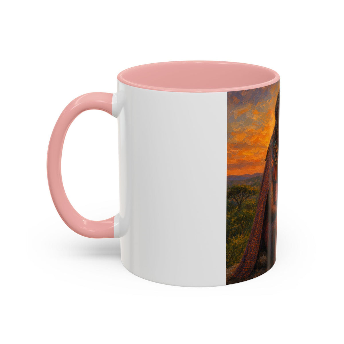 African Queen Sunset Coffee Mug  Regal Tribal Portrait Accent Mug (11/15oz)