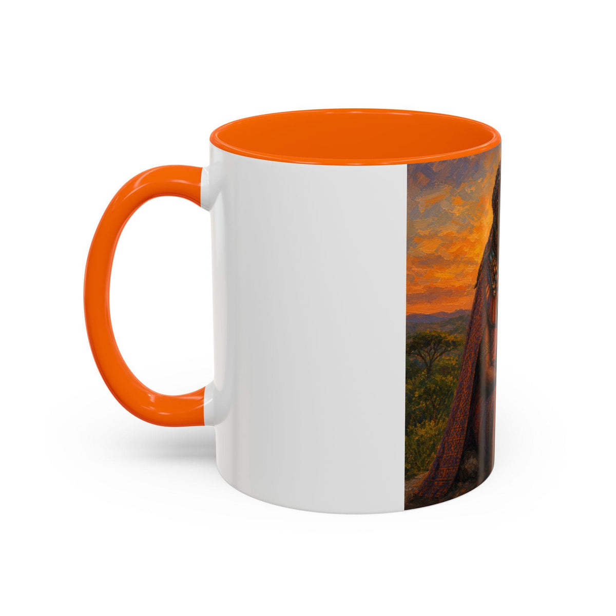 African Queen Sunset Coffee Mug  Regal Tribal Portrait Accent Mug (11/15oz)