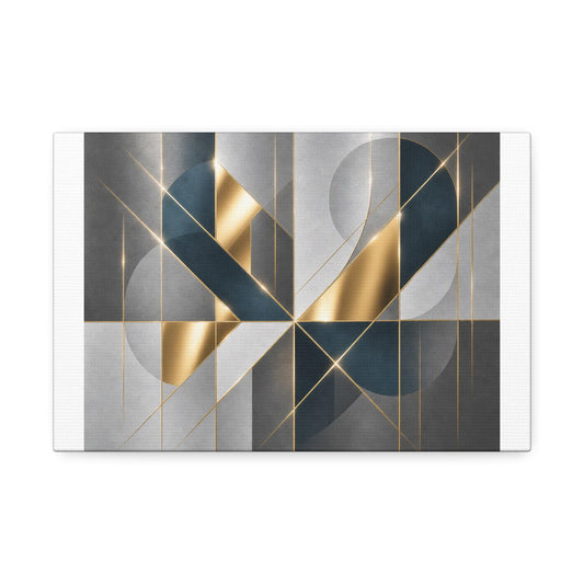 Abstract Geometric Gold Ribbon Canvas