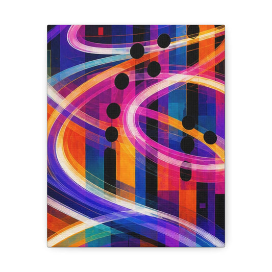 Abstract Neon Swirls Stretched Canvas | Colorful Geometric Wall Art