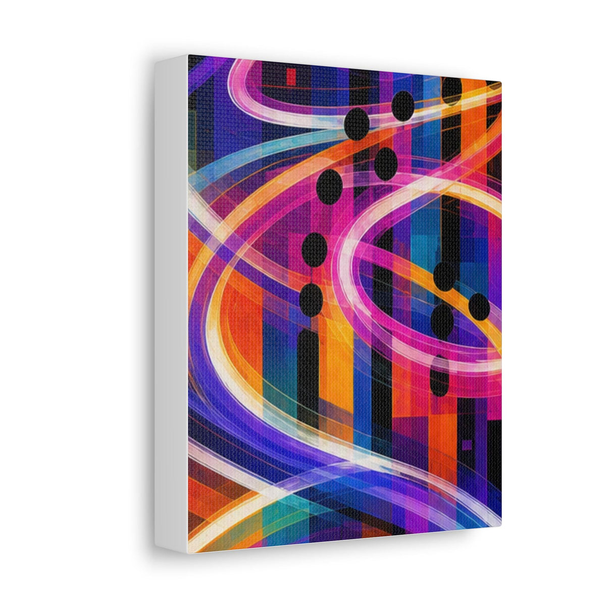 Abstract Neon Swirls Stretched Canvas | Colorful Geometric Wall Art