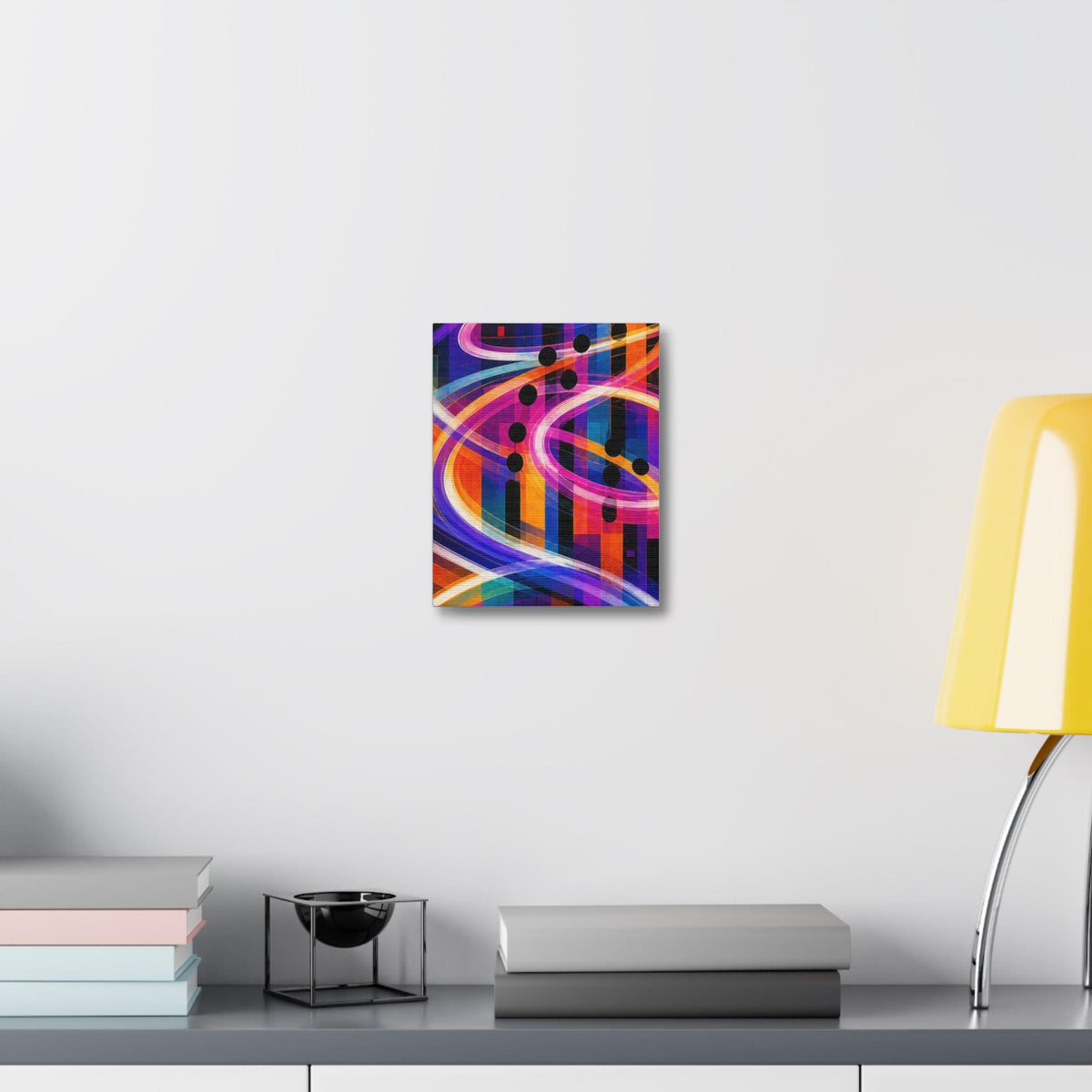 Abstract Neon Swirls Stretched Canvas | Colorful Geometric Wall Art