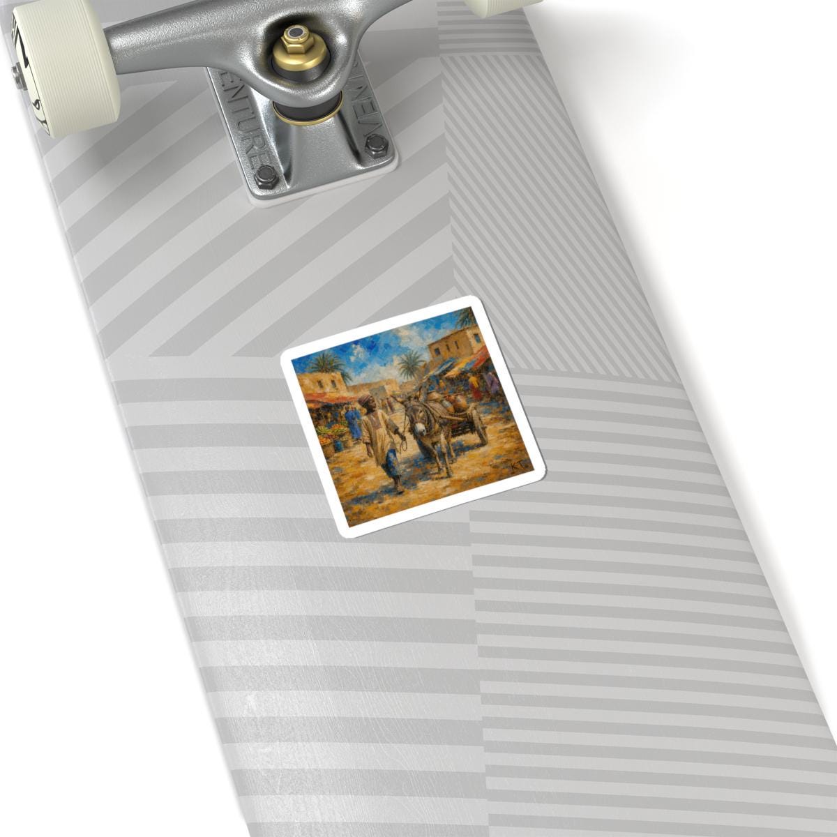 Market Scene Kiss-Cut Vinyl Stickers (White or Transparent Options)