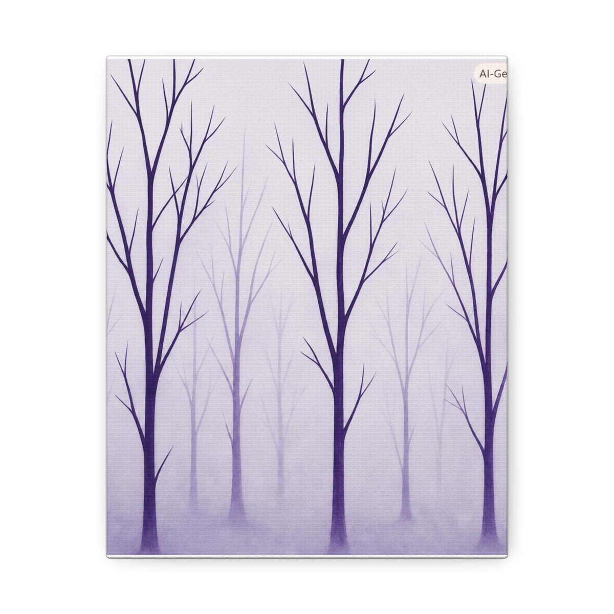 Purple Bare Trees Stretched Canvas | Misty Forest Wall Art